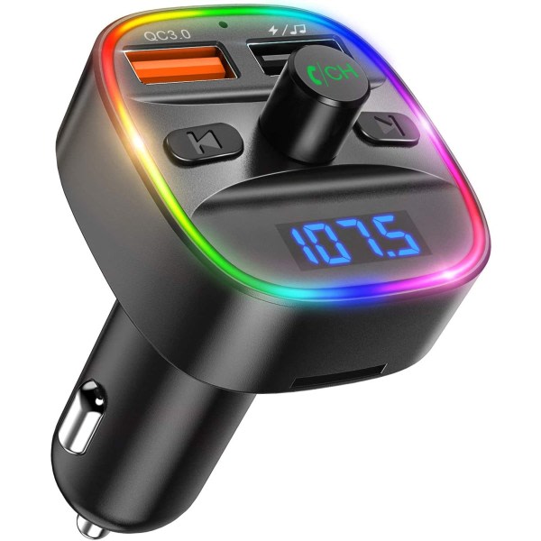 Bluetooth FM-sender med 7 LED RGB-farge