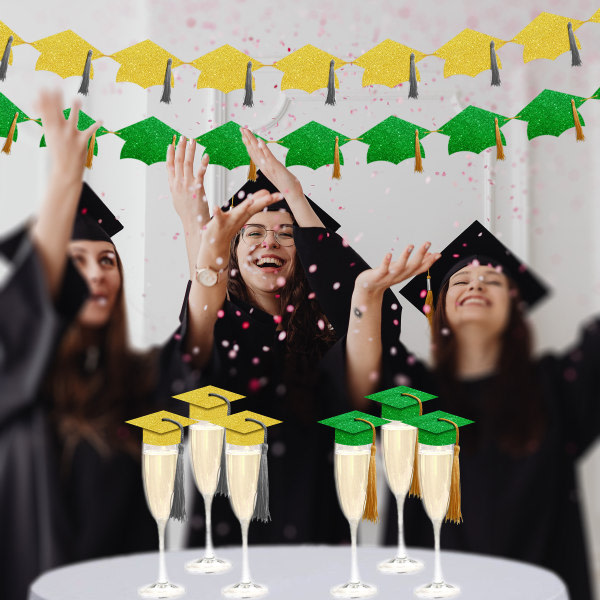 Examen Banner Vi är stolta över dig Dr. Hat Grön Guld Examen