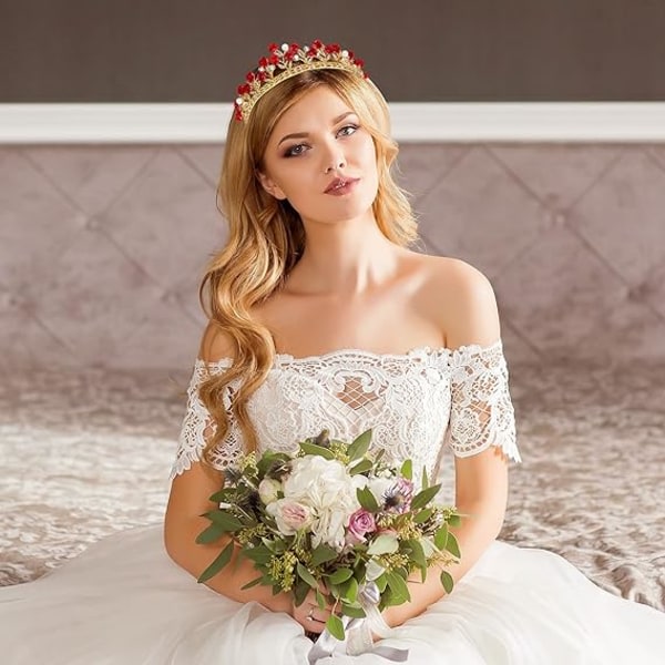Bröllopsbröllop drottningkronor og tiaror Rosa blomma barock Princ