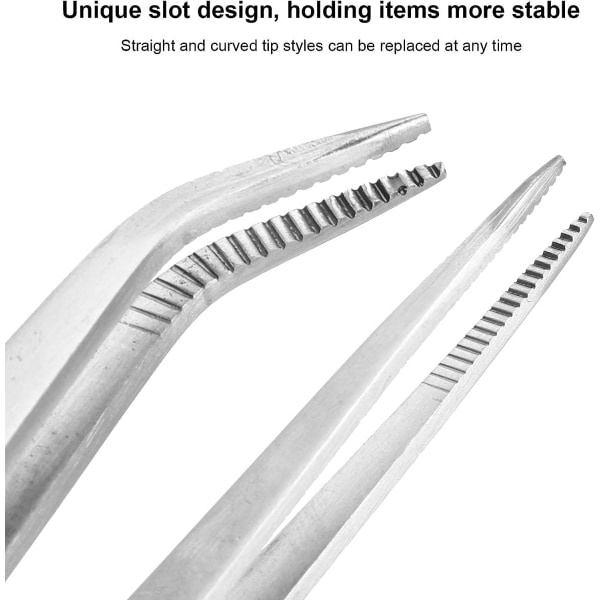 Galaxy-sett med 2 kryssende pinsetter, pinsett med bøyd spiss, rett loddepinsett for gullsmeder