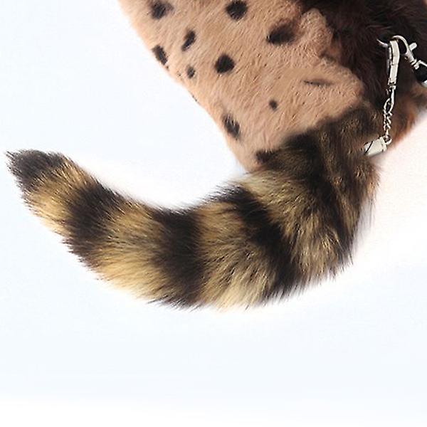 Söt Fox Racoon Tail Nyckelring Pälshänge Nyckelring Väskor Charm Nycklar Hållare Par Nyckelringar