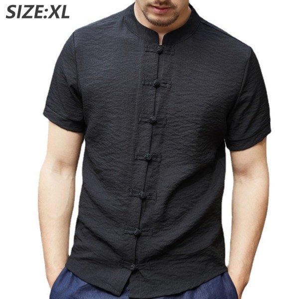 TG T-shirts Toppar, Kläder i kinesisk stil Tang Suit - Svart Kung Fu XL