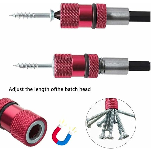 2 kpl Magneettinen ruuvikärjen pidike syvyysrajoittimella 1/4 tuuman ruuvimeisselin istukka magneettinen kipsilevyhylsy ruuvimeisselin kärjet pikavapautustankoon