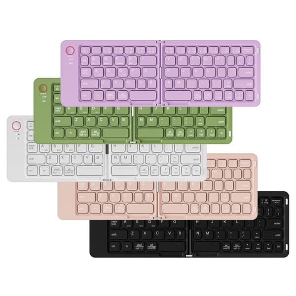 Trådløst foldbart Bluetooth-tastatur, støjsvagt kompakt design til telefoner, bærbare computere, tablets og kontorbrug, lilla