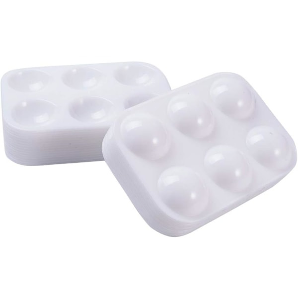30 stk Vit Plast Farvepaletter 6 Brønde Rektangulær Akvarelpalet Maleplade Til Malefest, DIY Håndværk