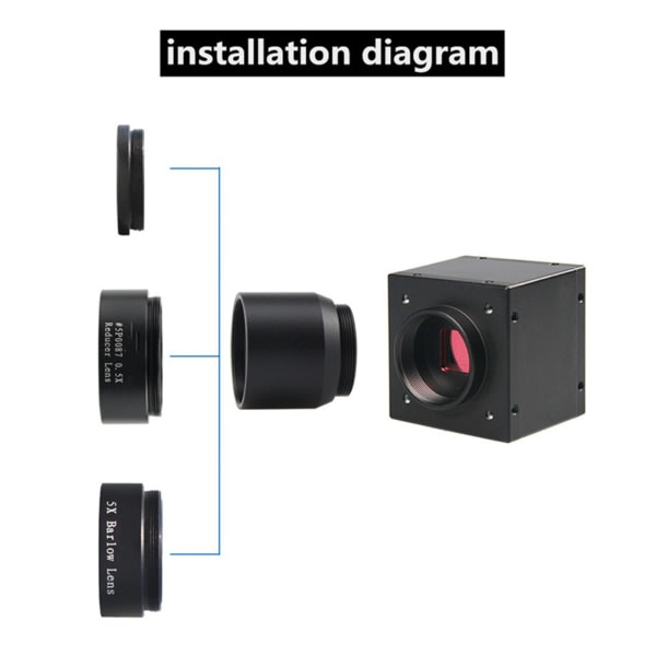 5P9986A 1,25\" Teleskopadapter Aluminiumkonverter 30 mm total længde C-montering til 1,25 tommer adapter til videokameraer