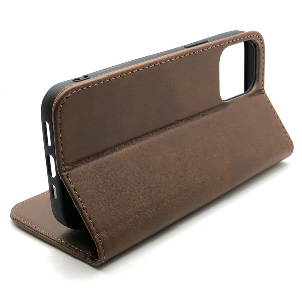 Plånboksfodral Premium iPhone 12 / 12 Pro - fler färger Mörkbrun