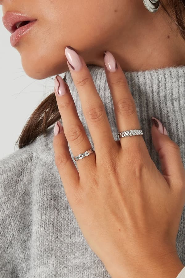 Ring i rustfritt stål med flettet design - Sølv - Justerbar Silver Silver