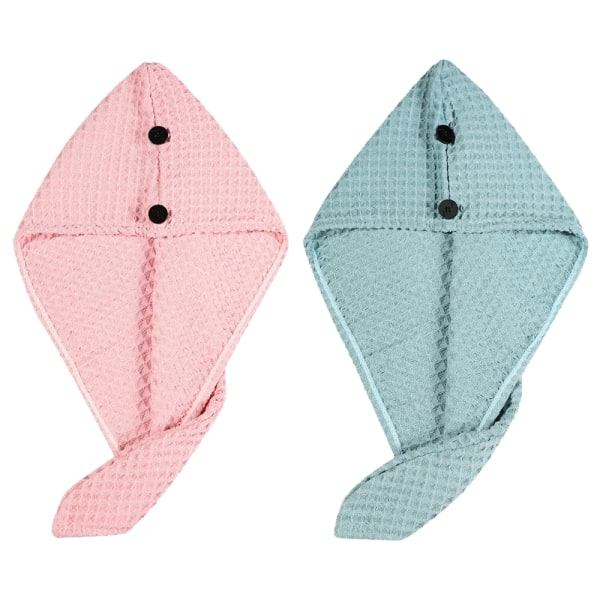 TG Handdukspaket, 2-pack Superabsorberande Snabbtorkande Hår Rosa+Blå