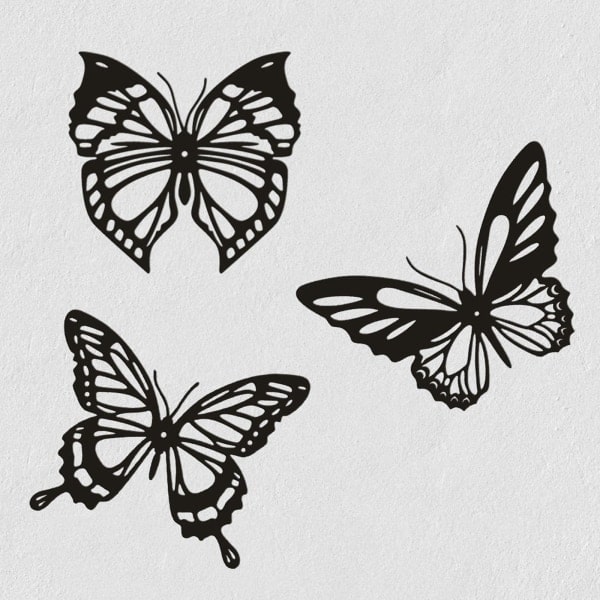 3 stk Metall For Butterfly Veggkunst for Soverom Utsøkt
