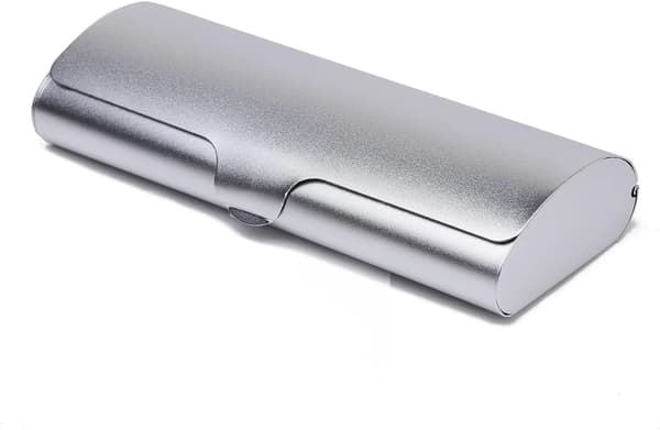 Hårdt aluminiumsbrilleetui mat metalbrilleboks til opbevaring af solbriller sølv