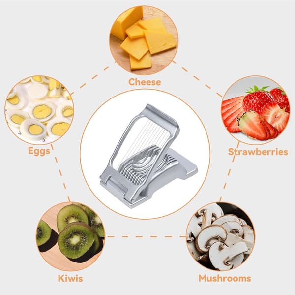 Eggdeler i aluminiumslegering - Eggkutter - Hardkokt eggdeler - Soppdeler - Profesjonell eggdeler - Multifunksjonell eggdeler