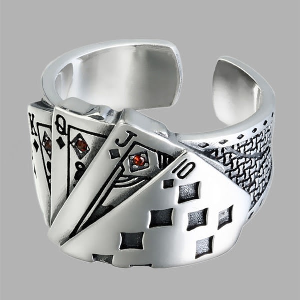 Cool Poker Spillekort Finger Ring Åben Justerbar Ring Hip Hop Lucky Spade Bånd Ring Minimalistisk Smykker Gave til Mænd