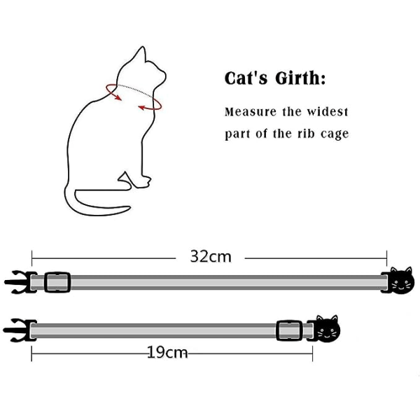 TG 4-pack - reflekterande justerbara katthalsband mot strypning - W