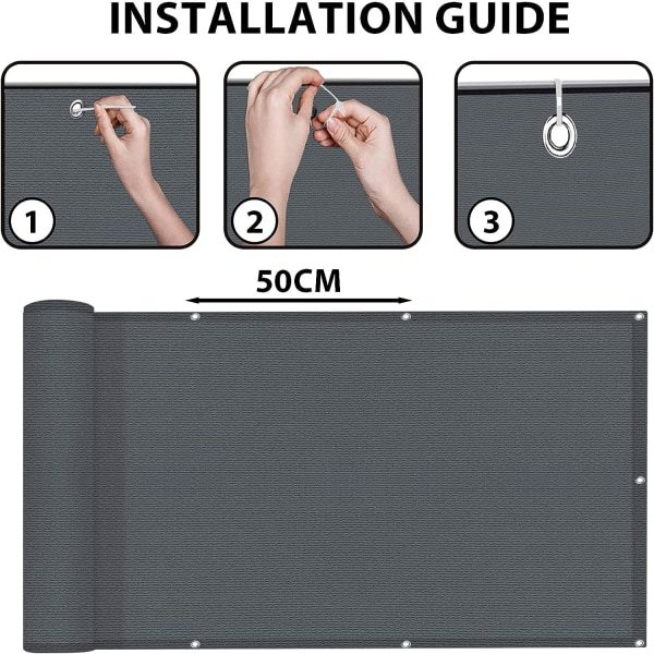 Balkon Privatlivsafskærmning Have Balkonafskærmning 90x300 cm 185g/㎡ Vind