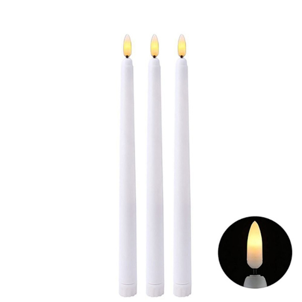 6 stk. Lange LED-lys Flammeløse Lys SORTE Sort Black Black