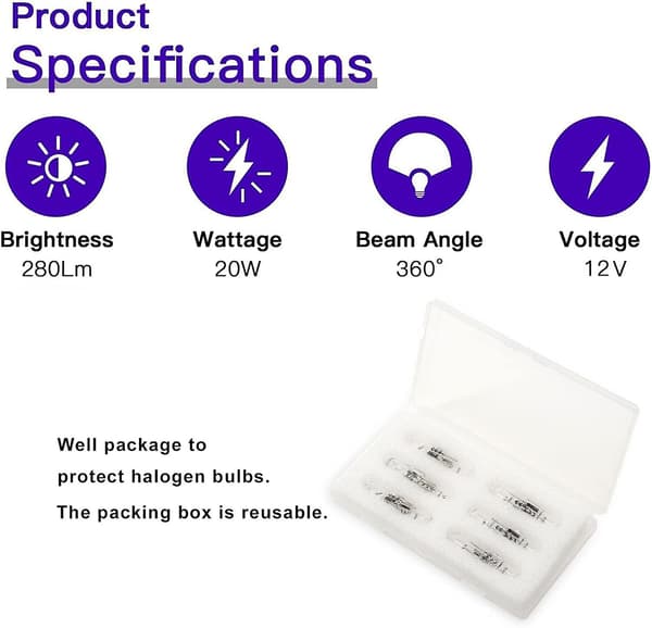 G4 Halogenlampor 12-pack 20W 12V 2-stift Varmvit 2800K för Köksfläkt Kök Vardagsrum Sovrum