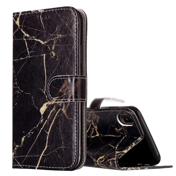 Plånboksfodral for iPhone X / XS - Marmor Svart & gull Svart &amp; Guld