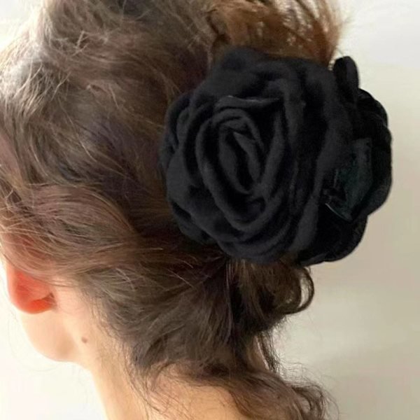 Rose Krabbe Blomst Hårklemme SORT 9CM - spotudsalg sort 9cm sort 9cm black 9cm