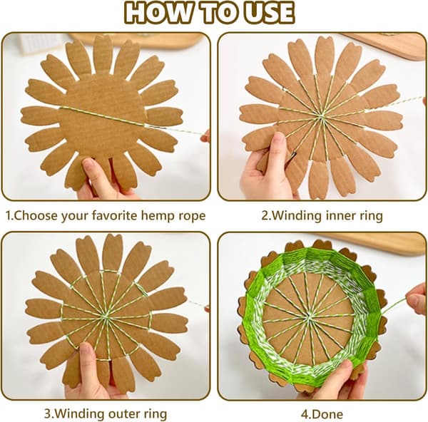 Papirkurvflettebaser, 15-delt rundt DIY-håndverkssett, 3 stiler, 19 cm, for påske-, bryllups- og blomsterkurvprosjekter
