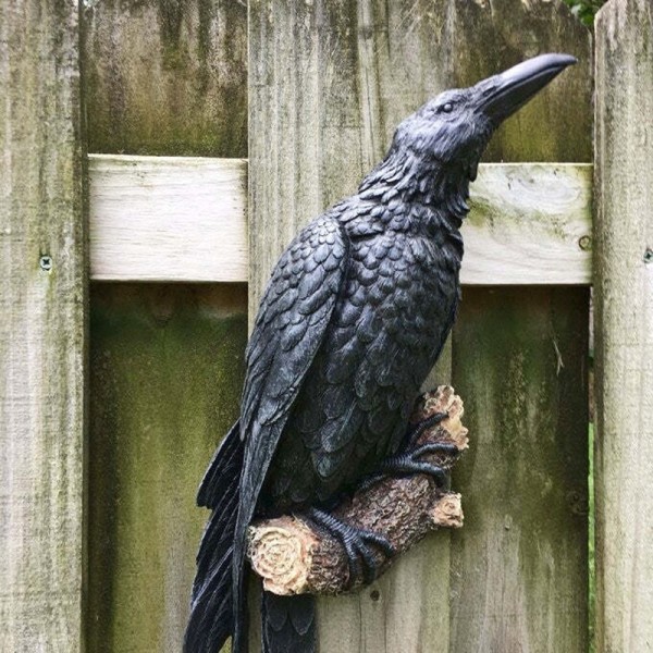 Falsk korp harts staty fågel kråka skulptur utomhus kråkor halloween dekor kreativt för trädgård