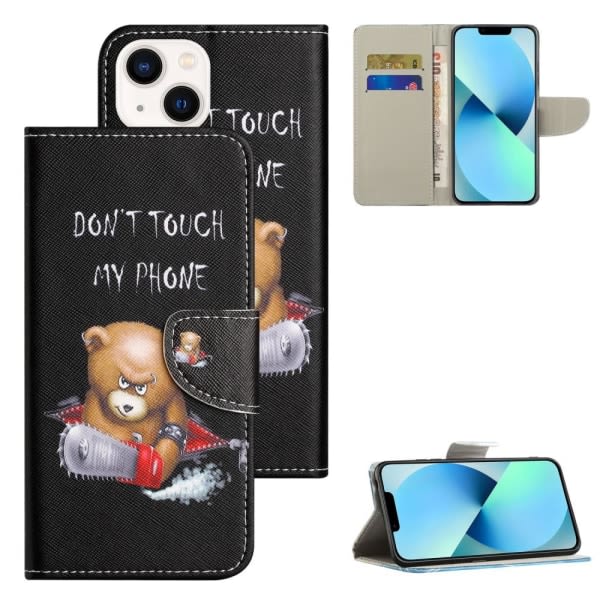 Osta iPhone 15 Plus Plånbok Fodral Skal Skydd - Bear Black