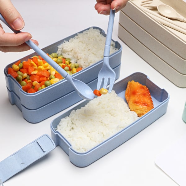 TG Bento Lunchbox, 3 i 1 fack, återanvändbar Bento Meal Prep Con