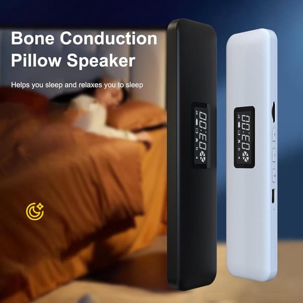 Mini knoglelednings-pudehøjttaler med Bluetooth 5.3, HIFI 3D-surroundsound, 20 timers afspilningstid, TF-kort, til søvn og meditation, sort