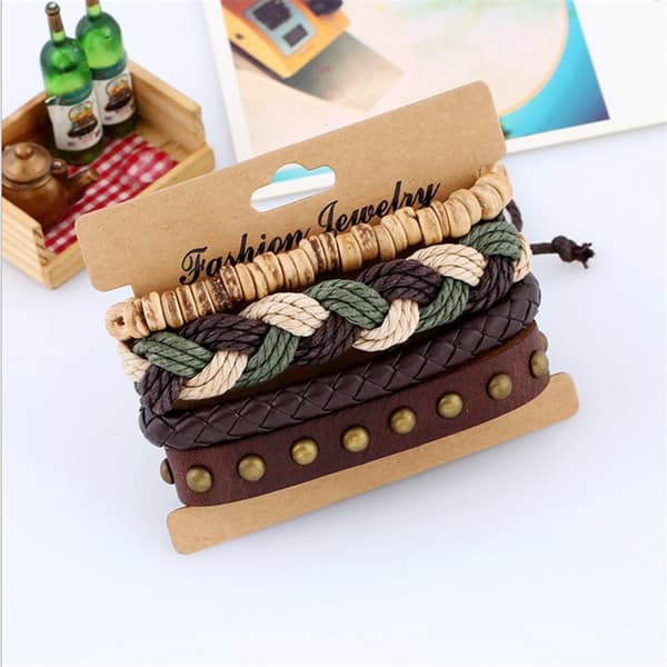 4 st Retro Vävda Läderarmband DIY Armband-yux