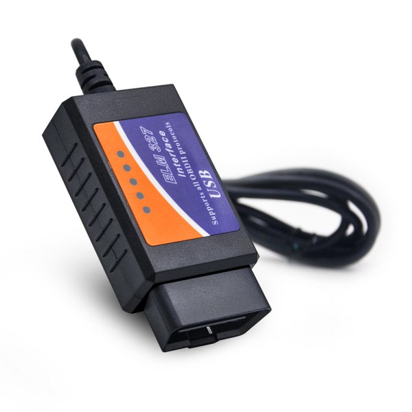 TG ELM327 / ELM 327 / OBD2 USB Billeddiagnostik Felkodslæsare Svart