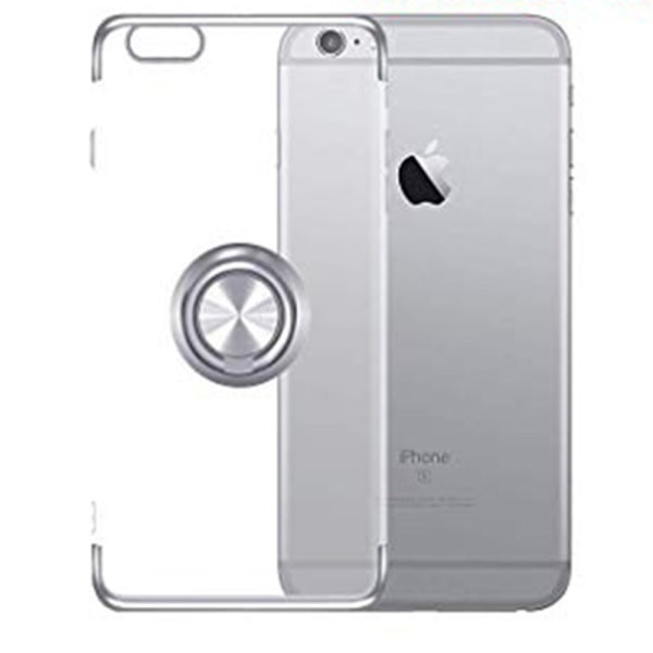 TG iPhone 6/6S Plus - Iskunsaarna Silikonikuori Renkaalla Hopea