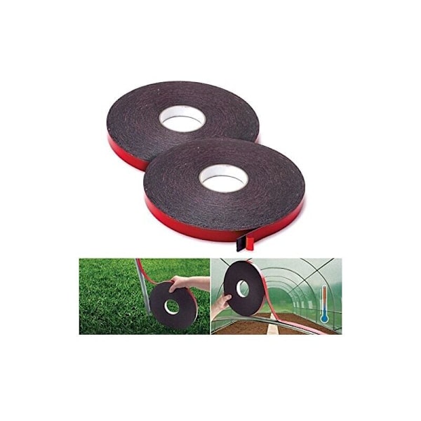 2 kpl Lämmönkestävää ja lämpöä johtavaa vaahtomuoviteippiä puutarhakasvihuoneen kaariin 20 mm 20 m..DEBUNS