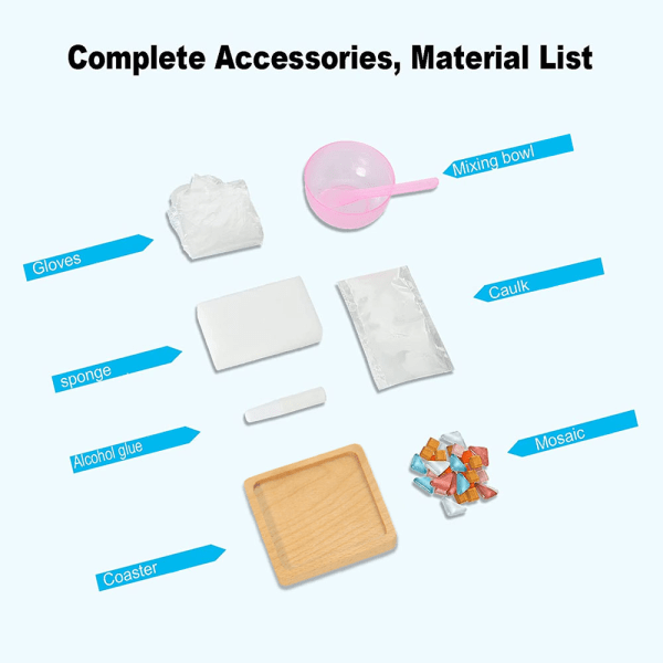 Mosaikset med träunderlägg, materialpaket för DIY-hantverk Stil 1
