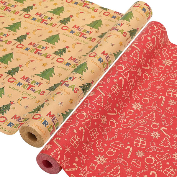 Presentpapper - Julpresentpapper - Julklappspapper - Presentpapper med figurer - 43 x 300cm - 2 rullar