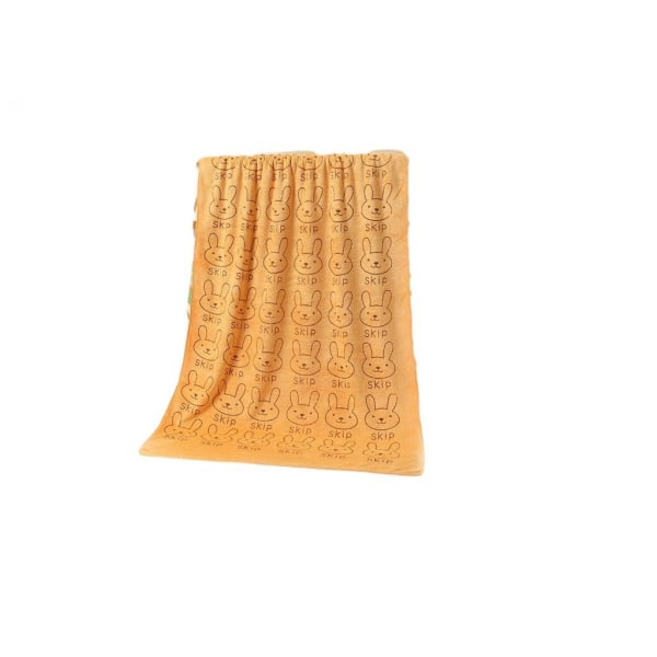 GroupM mikrofiber håndkle 70*140 Absorberende tegneserie trykt myk voksen vanlig preget håndkle (kaninhode khaki)