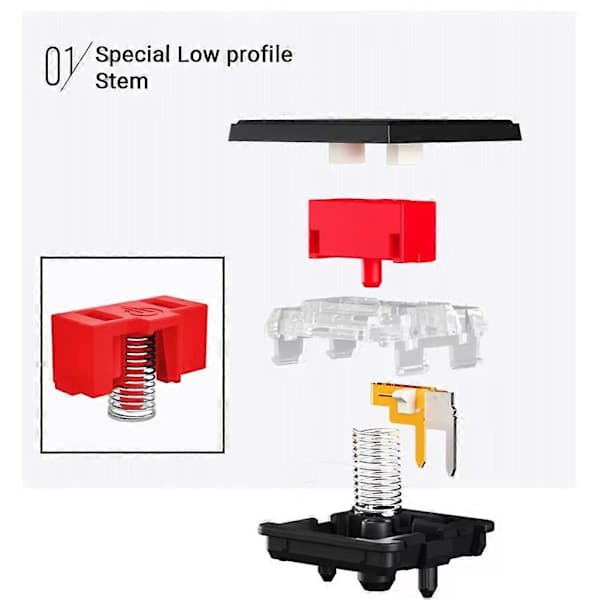 70 pcs Kailh Low Profile Choc Switch 1350 RGB Compatible with Keyboard Red Red Red