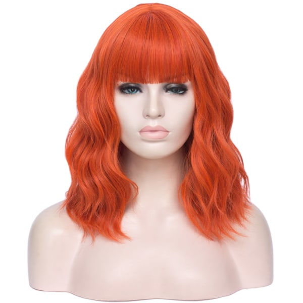 TG Kort syntetisk peruk dam vågig peruk axellängd Halloween cosplay peruk flicka kostym mode peruk, orange