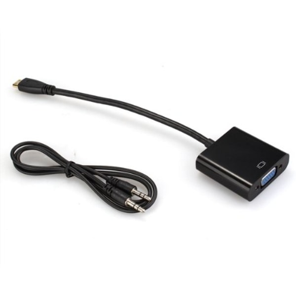 TG MINI HDMI TIL VGA - Adapter med Lyd / PLUG and PLAY Sort