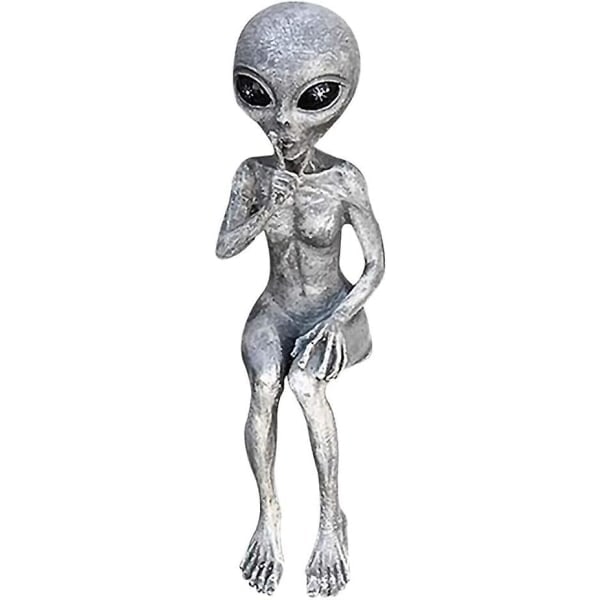 Alien statue til havedekoration, harpiks havefigur mini afslappet stil harpiksfigur til hjemmet, fremmed kvinde