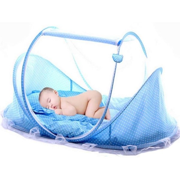 Baby reise seng, pop-up reise seng for baby sammenleggbar barneseng - blå