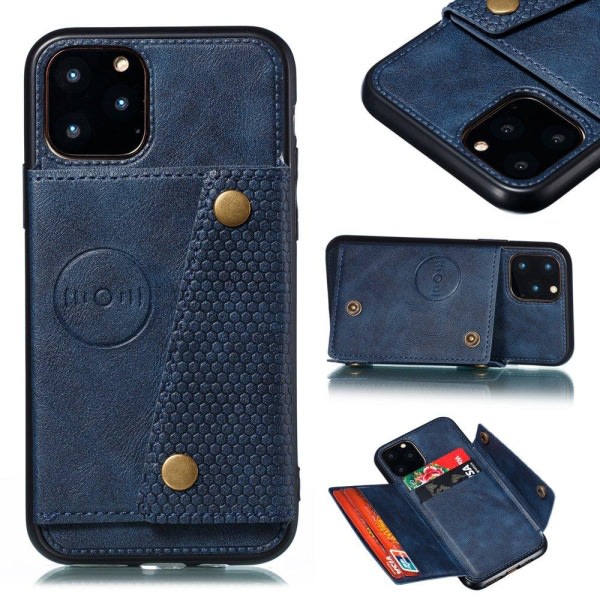 TG iPhone 11 Pro - Praktisk RETRO Skal med Kortlomme DarkBlue Mørkeblå