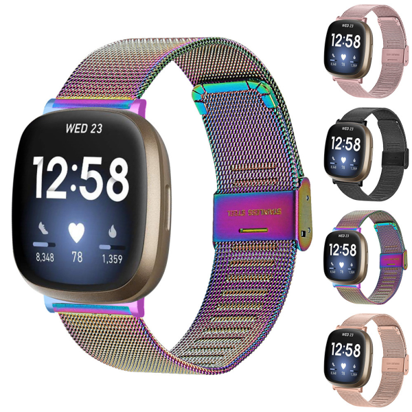 Fitbit Versa 3 armband i rostfritt watch rose pink