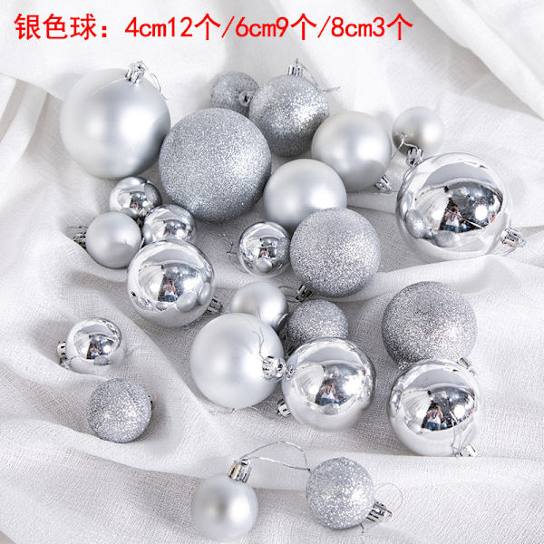 Juledekorationer i rattan, kunstig gran, krypteret juletræsgirland, rattanring-vedhæng, juledekoration Silver Christmas ball/24pcs
