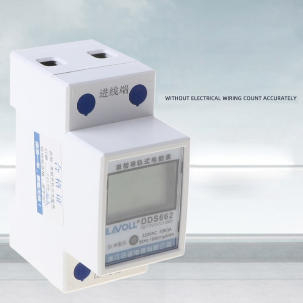 Käytännöllinen LCD-digitaalinen näyttö Yksivaiheinen Tehon energianmittauslaite Watti Wattimittari kWh 230V AC 50Hz Din-kisko
