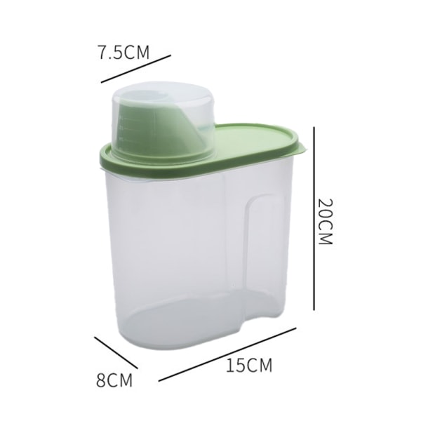 2 ST Lufttätabeholder for torrfoder, BPA-fri Grön 1.9L