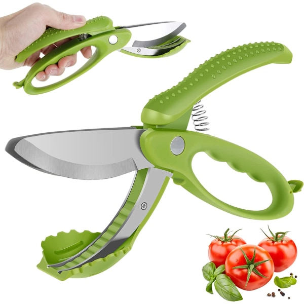 Salatsaks med dobbelt blad Vaskbar salathakker Saks Salatutstyr Multifunksjonell