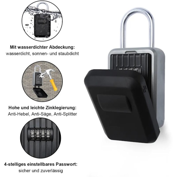 Nøkkelboks veggsafe nøkkelsafe garasjer 4-sifret kode safe med stativ