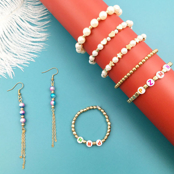 720 Delar Pärltillverkningskit Kulformade Pärlor för Armbandstillverkning Halsband Midjekedja Smycken DIY Armband Halsband