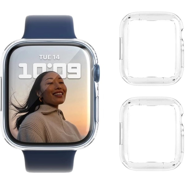 2 stk Apple Watch Etui TPU Skjermbeskytter Transparent Farge 40mm Svart Svart 40mm