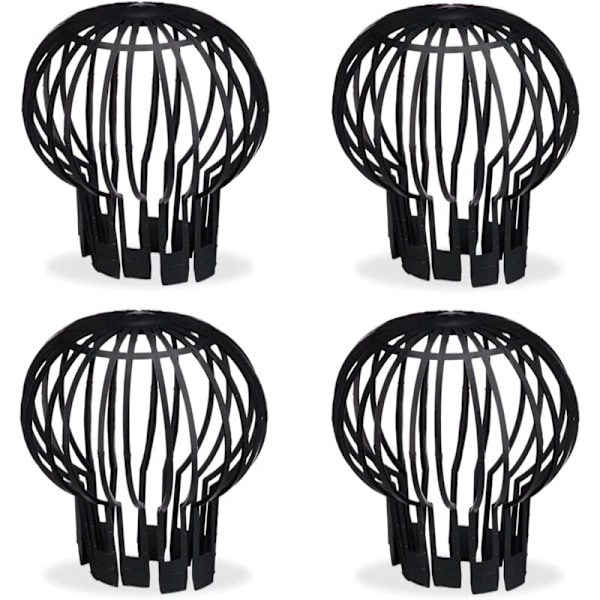 Takrännsfilter, praktiskt set om 4, plast, sil, skydd, vattenflöde, Ø 12 cm, svart